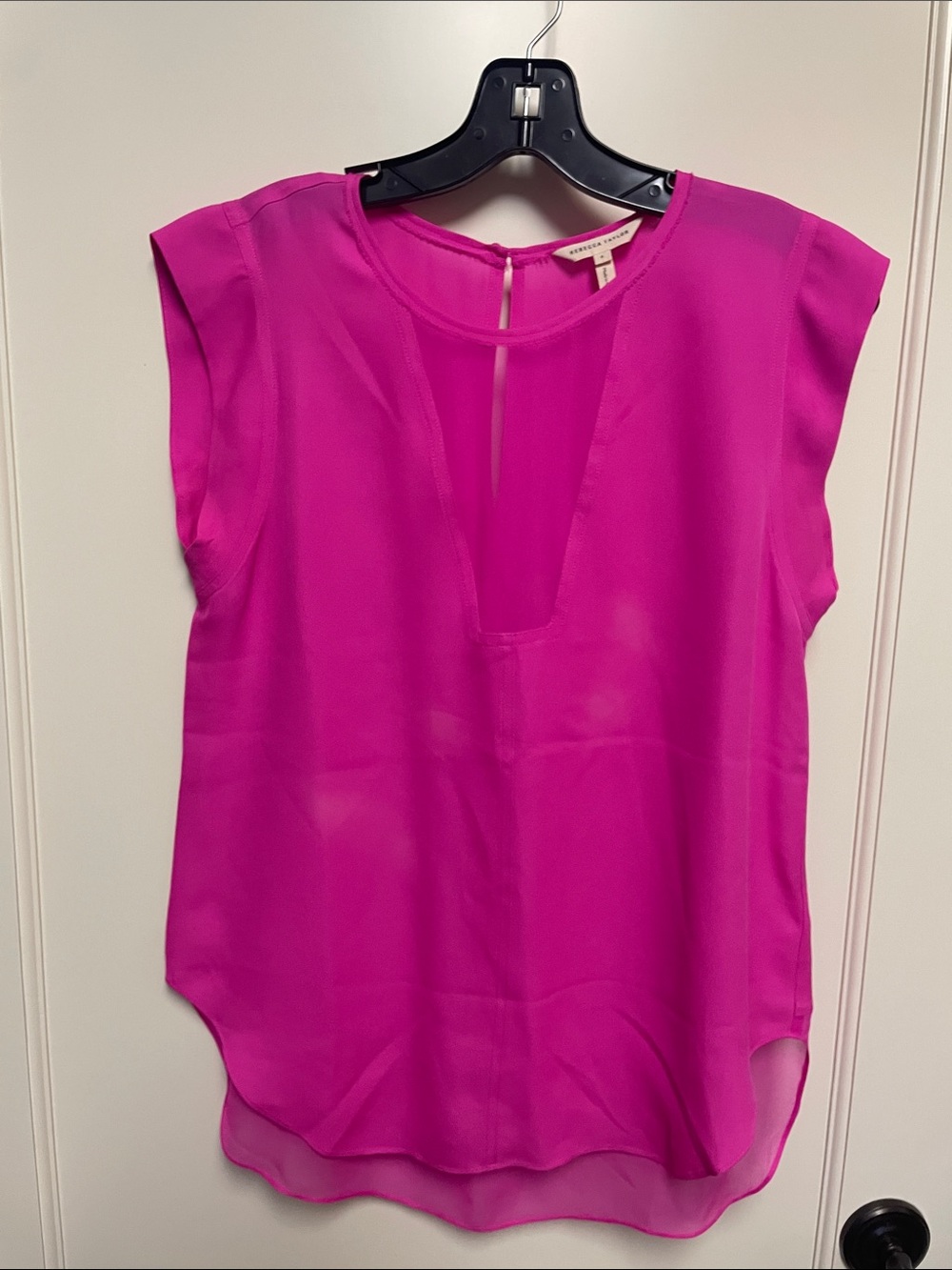 Rebecca Taylor Silk Sleeveless Blouse in Fuchsia